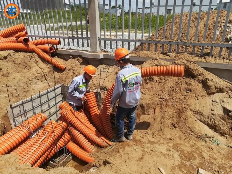Lắp đặt ống bảo vệ đường dây cáp ngầm